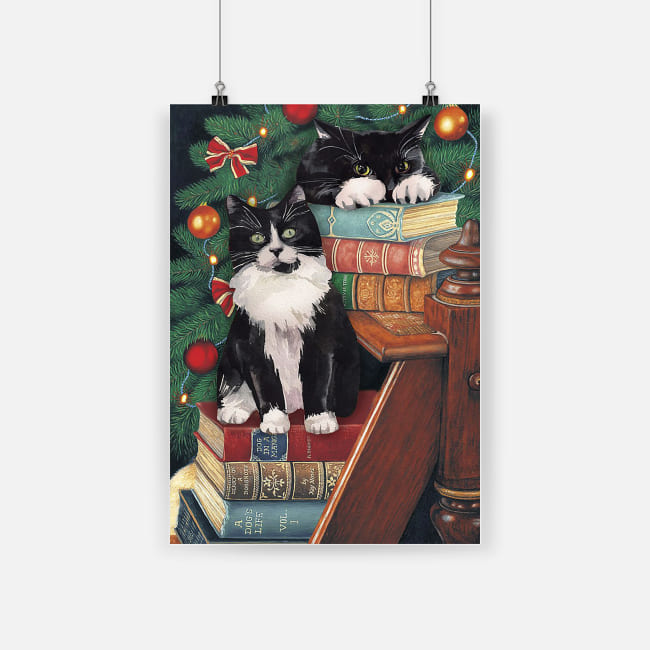 The norwegian forest cat cute black cat on christmas poster 1