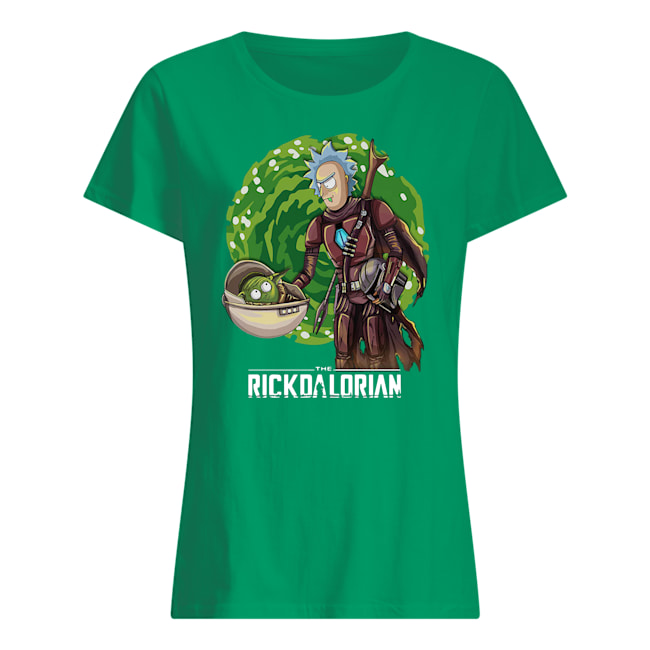 The rickdalorian baby yoda and rick womens shirt