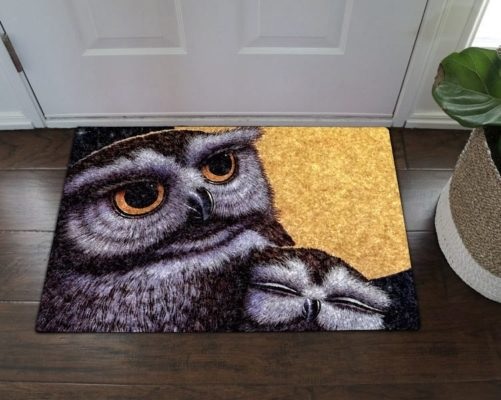 A cosy atmosphere owl all over printed doormat 2