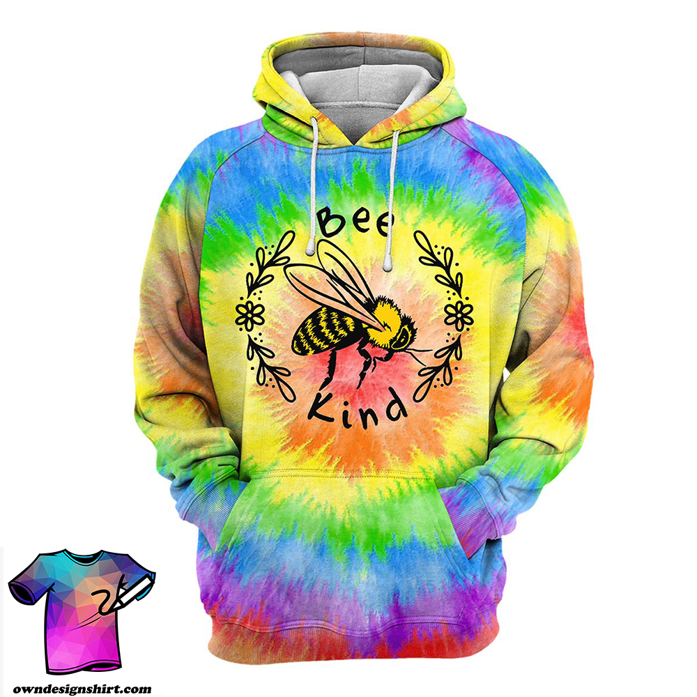Bee kind tie-dye all over print shirt