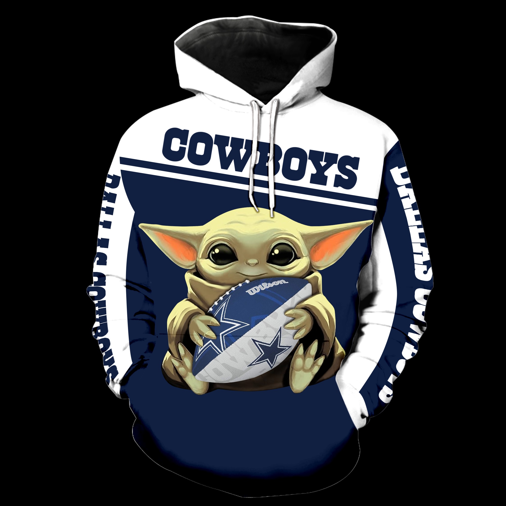 Dallas cowboys baby yoda all over print hoodie