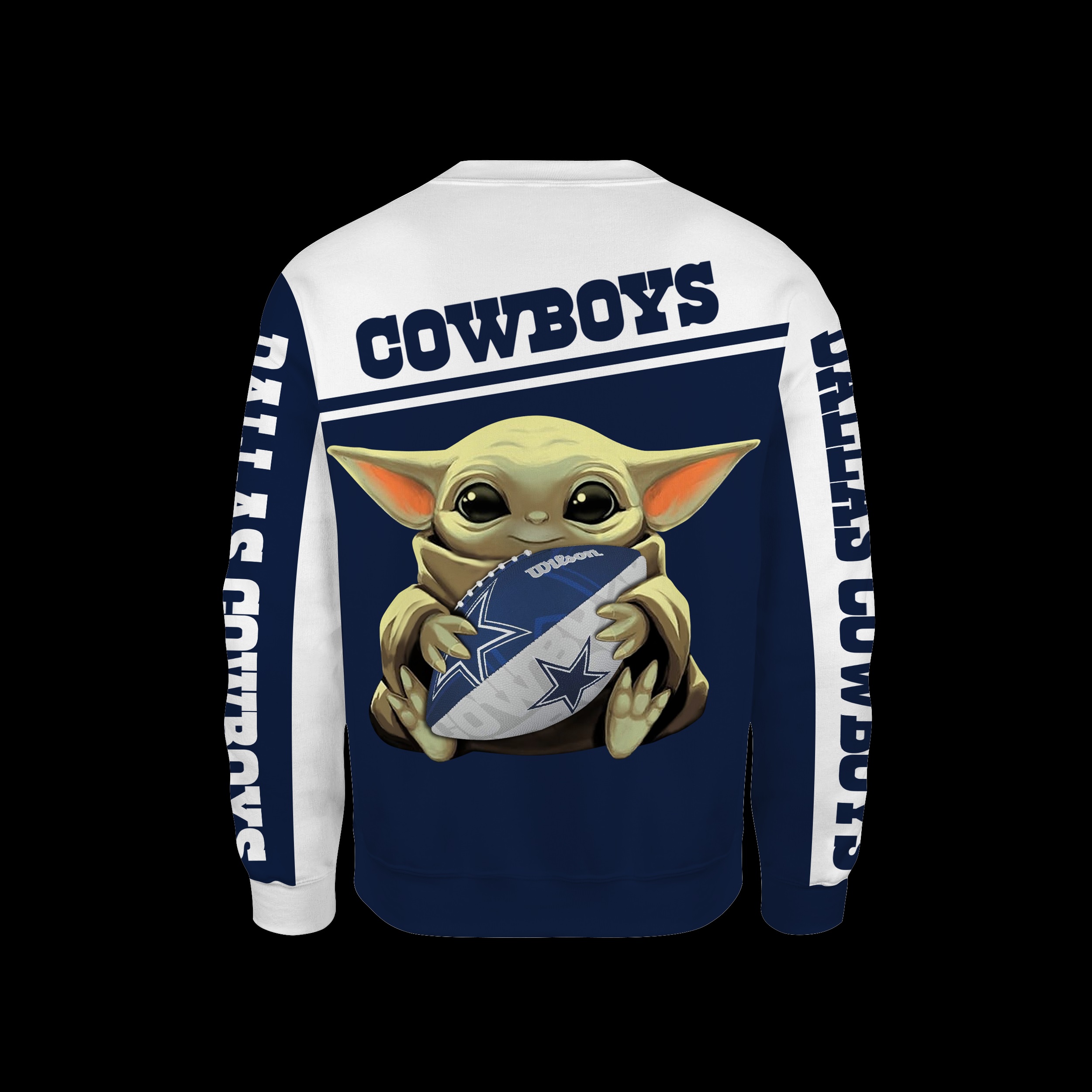 Dallas cowboys baby yoda all over print sweatshirt - back