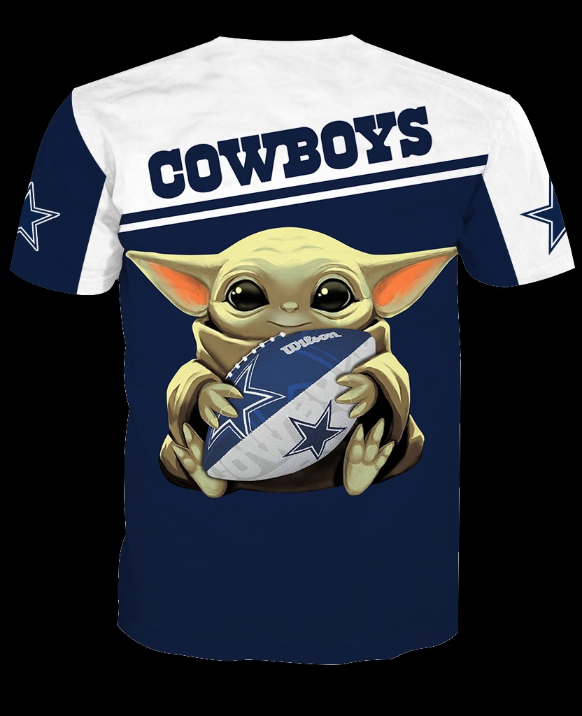 Dallas cowboys baby yoda all over print tshirt - back