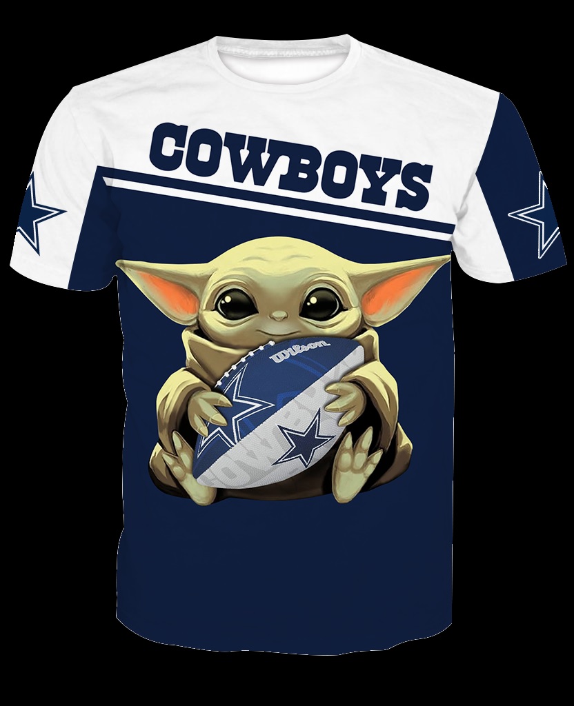 Dallas cowboys baby yoda all over print tshirt
