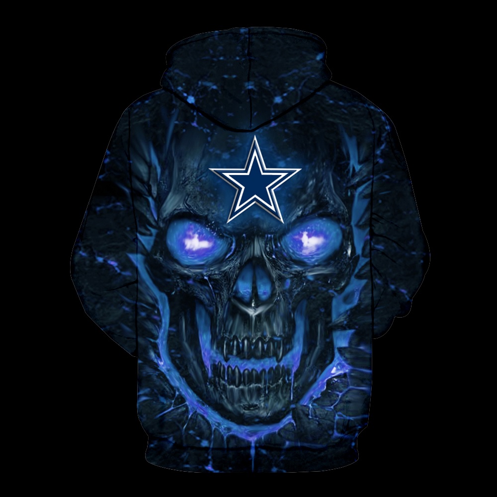 Dallas cowboys skull all over printed hoodie - back