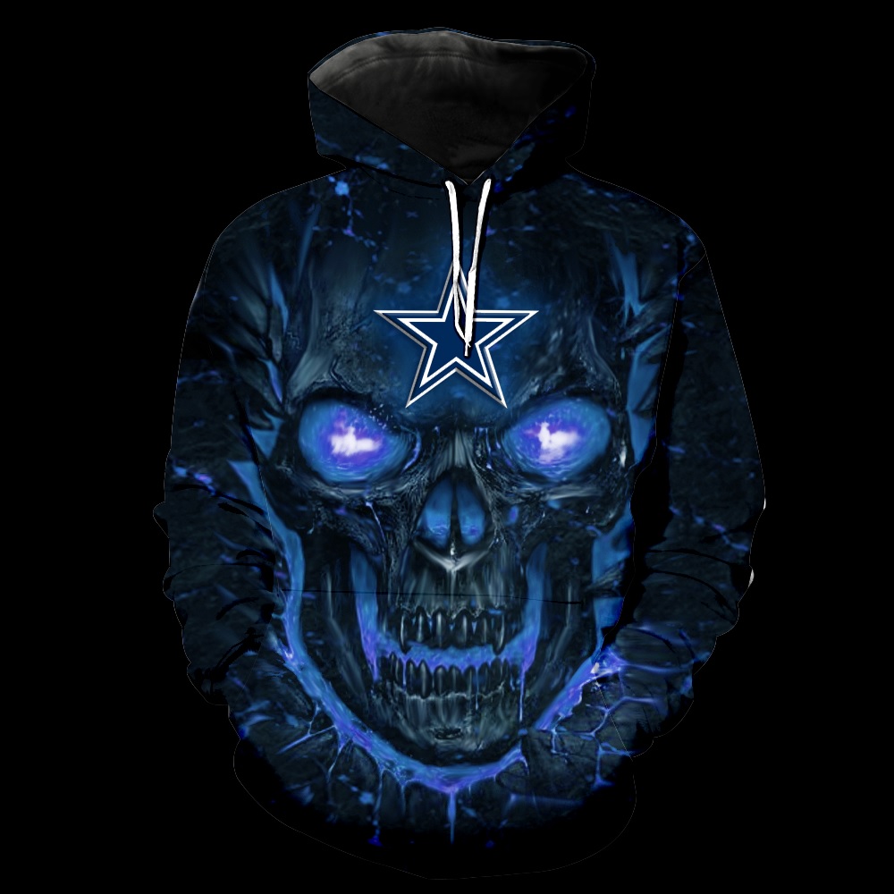 Dallas cowboys skull all over printed hoodie