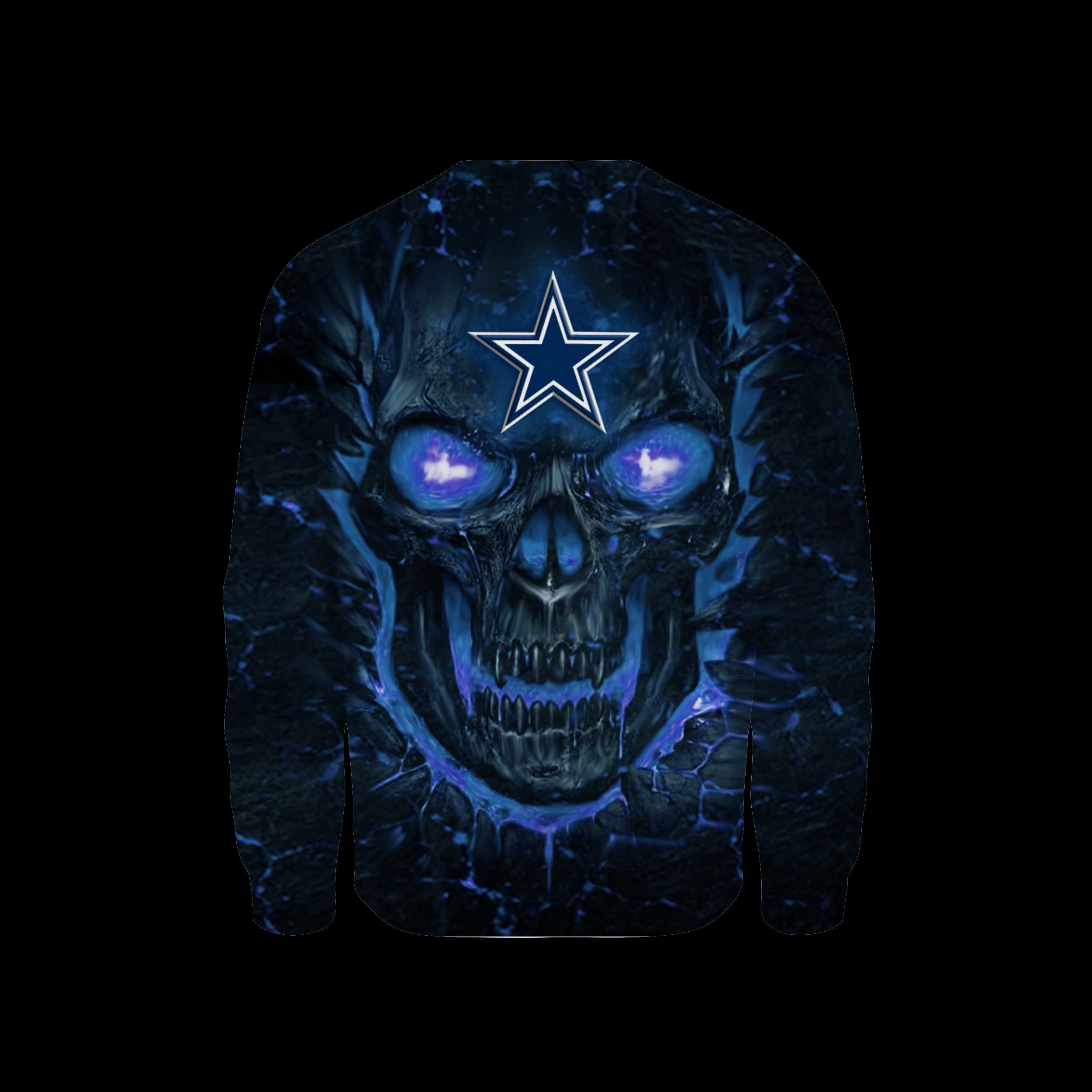 Dallas cowboys skull all over printed sweatshirt - back