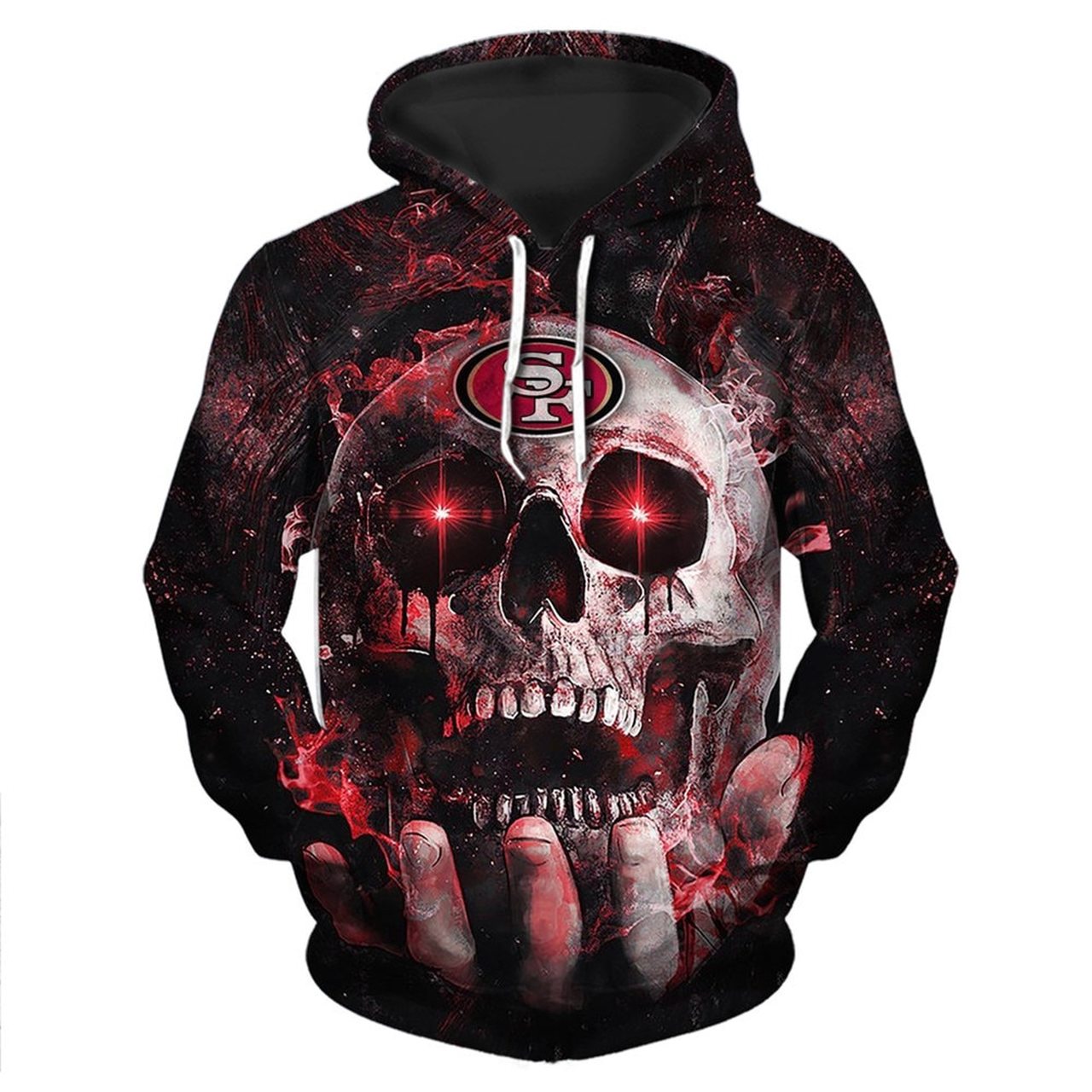 Electro skull san francisco 49ers full printing hoodie 3