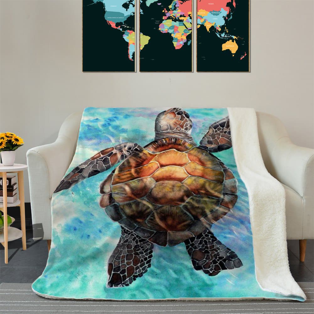 Finding the new way sea turtles full printing blanket 2