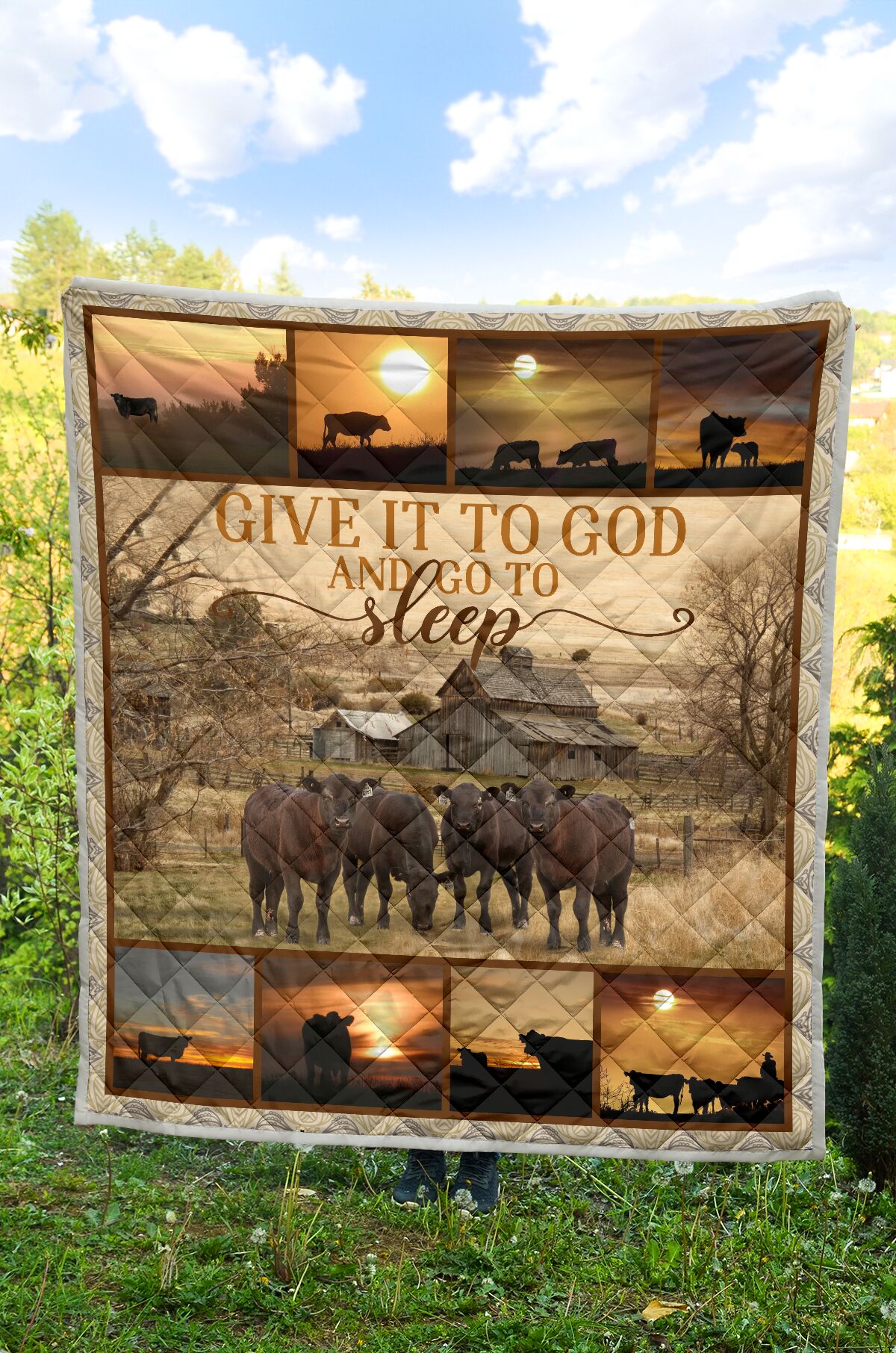 Give it to God and go to sleep farming full printing quilt 1