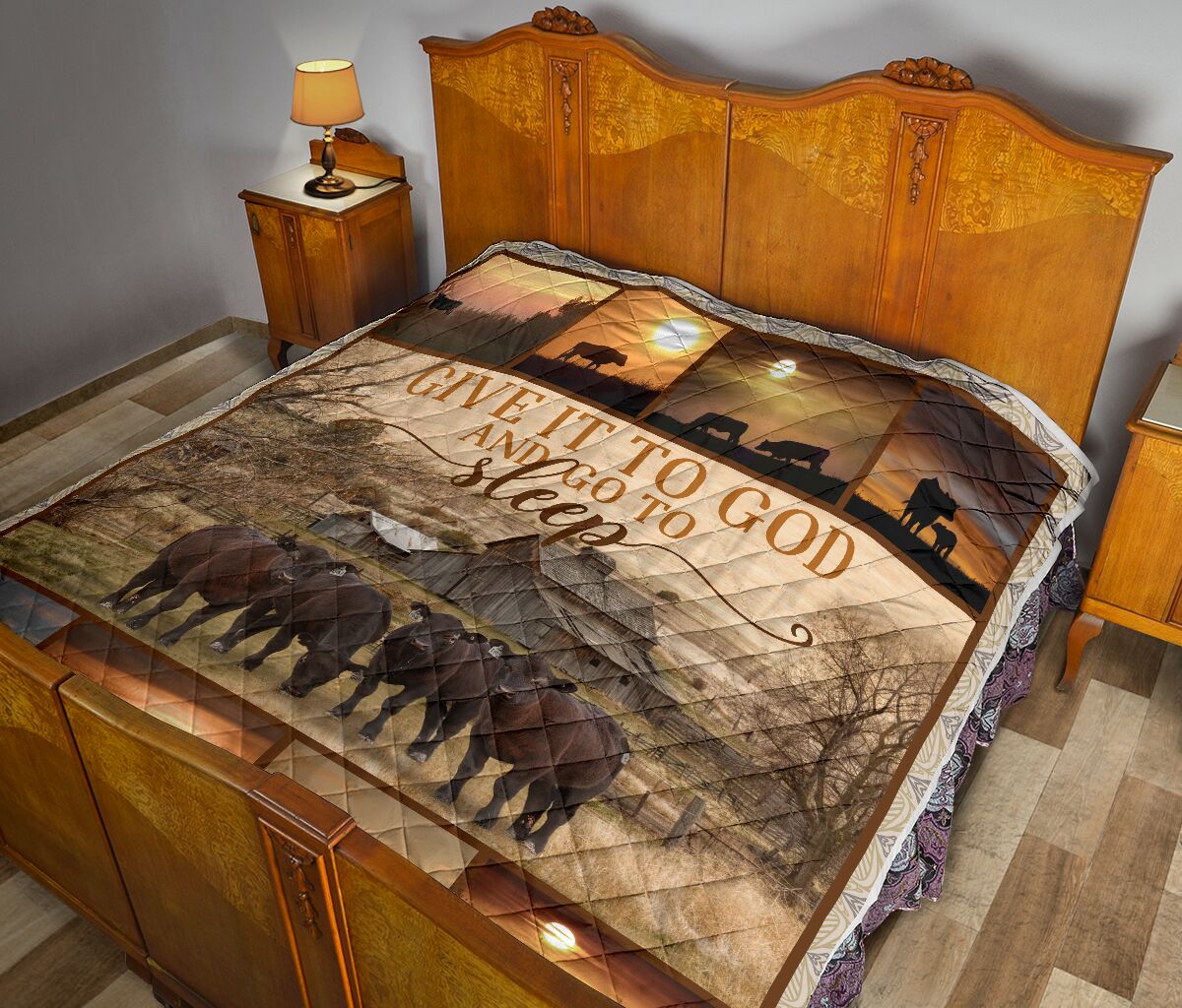 Give it to God and go to sleep farming full printing quilt 3