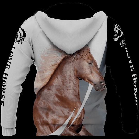 Love white horse all over printed hoodie - back