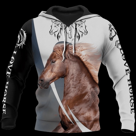Love white horse all over printed hoodie
