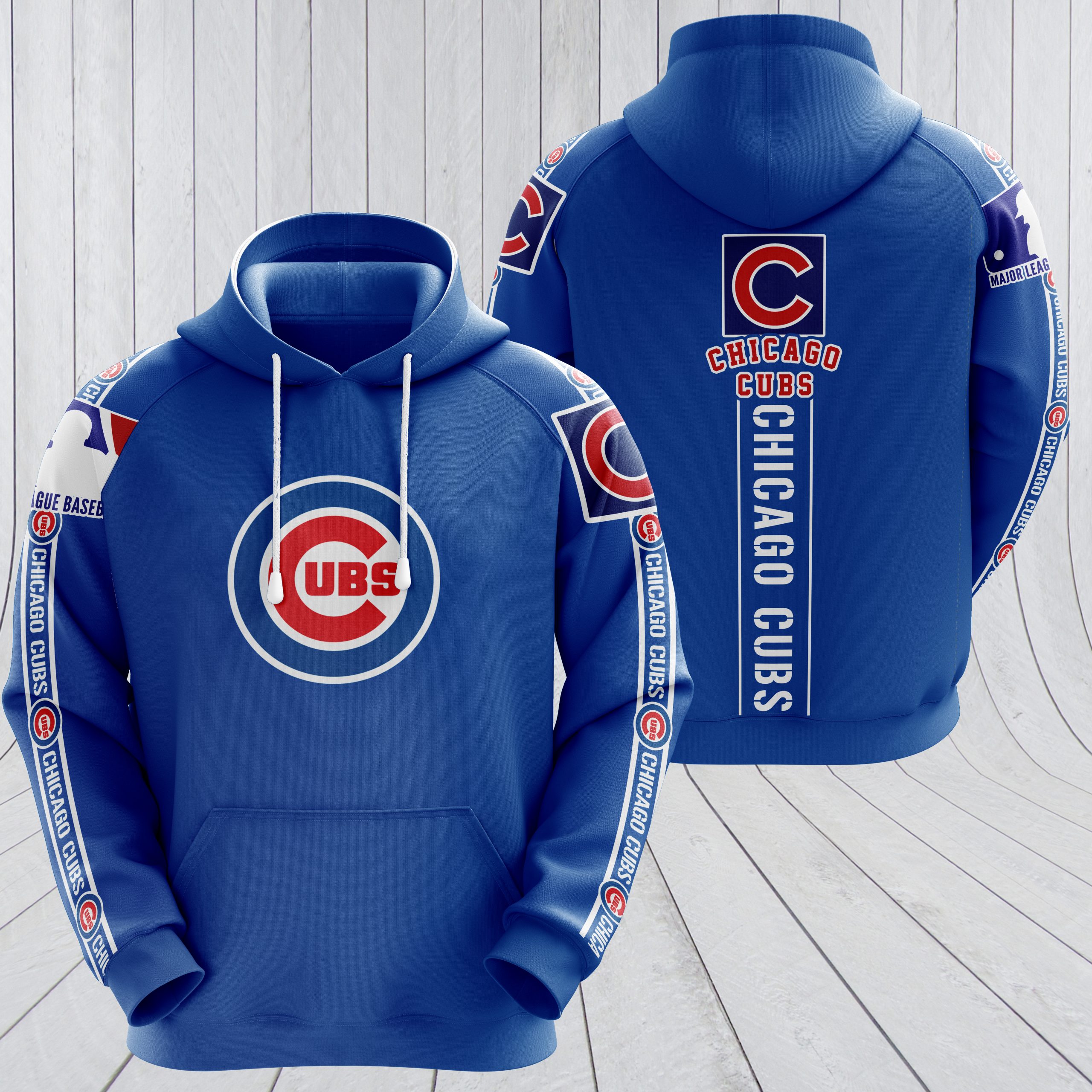 MLB chicago cubs full printing hoodie - royal 1