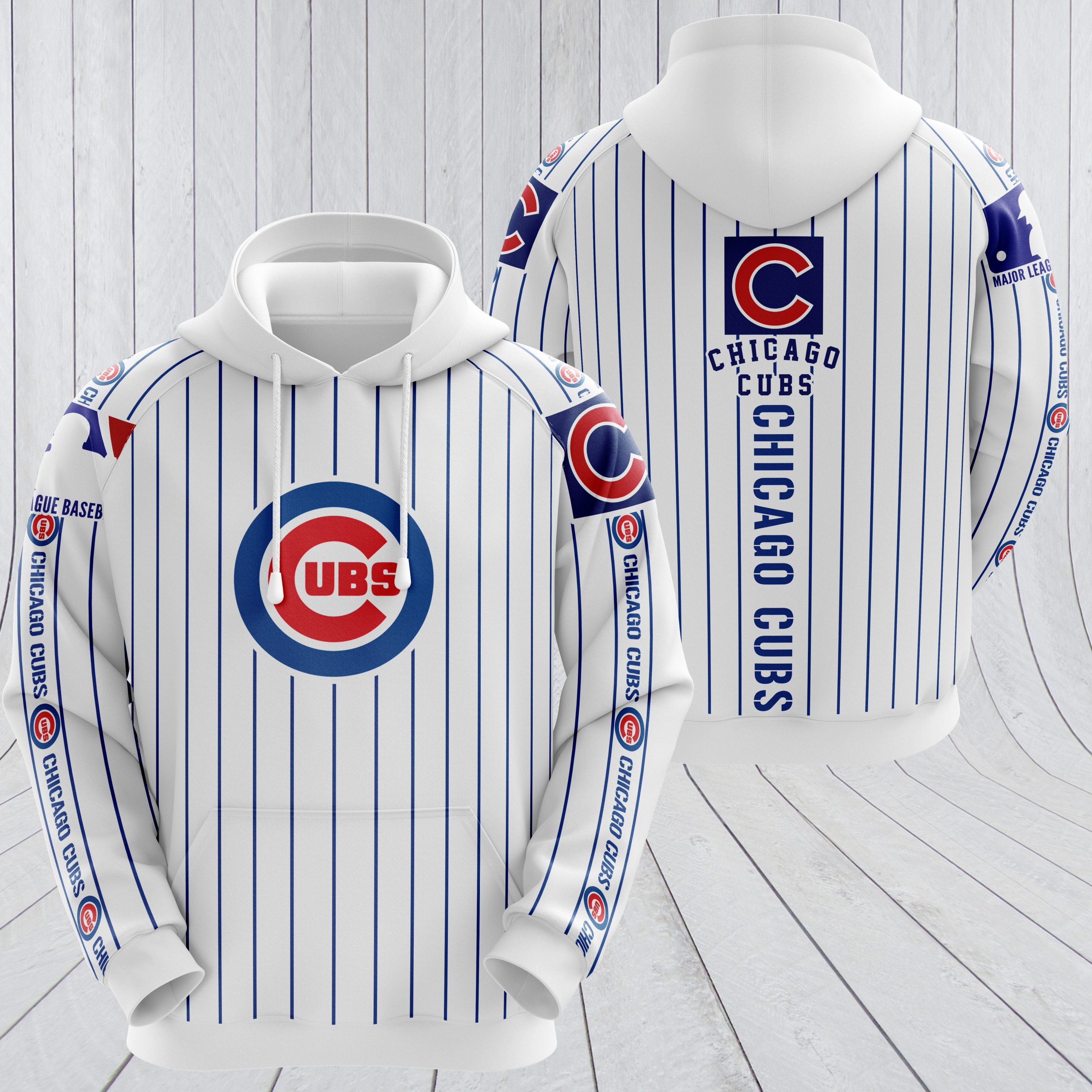MLB chicago cubs full printing hoodie - white 1