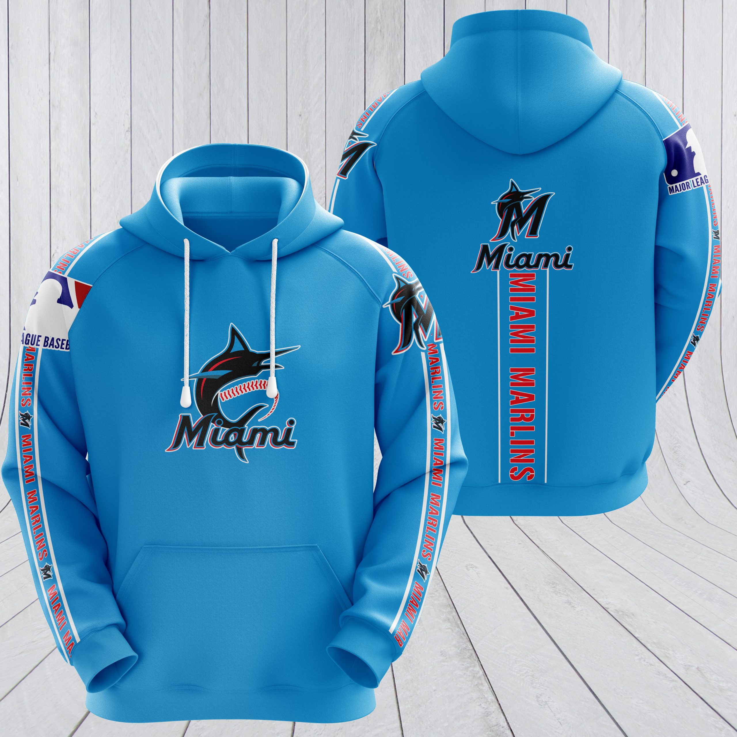 MLB miami marlins full printing hoodie - teal
