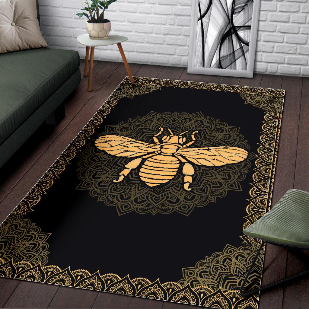 Mandala bee full printing rug 2