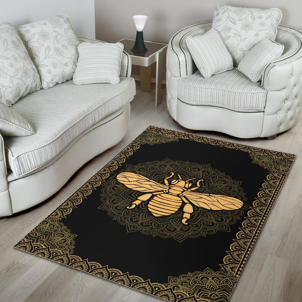 Mandala bee full printing rug 3