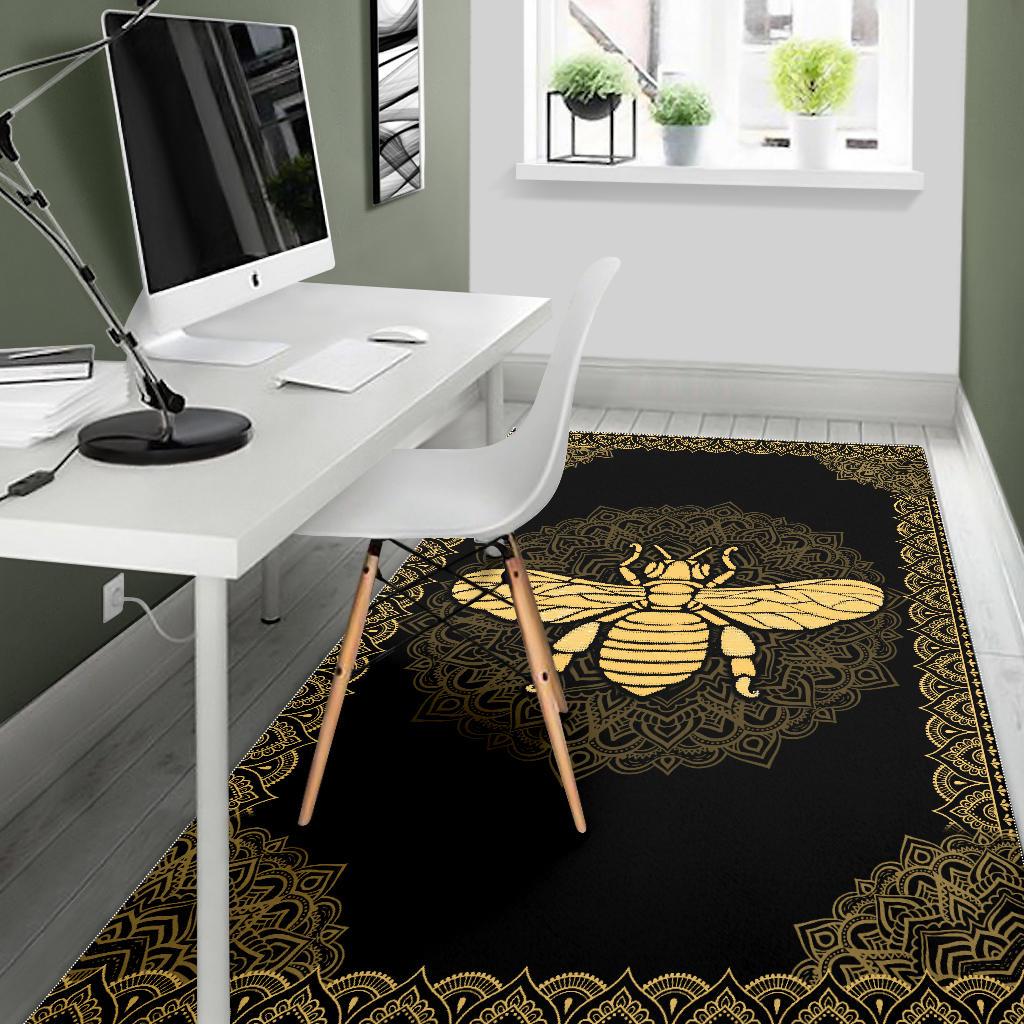 Mandala bee full printing rug 4