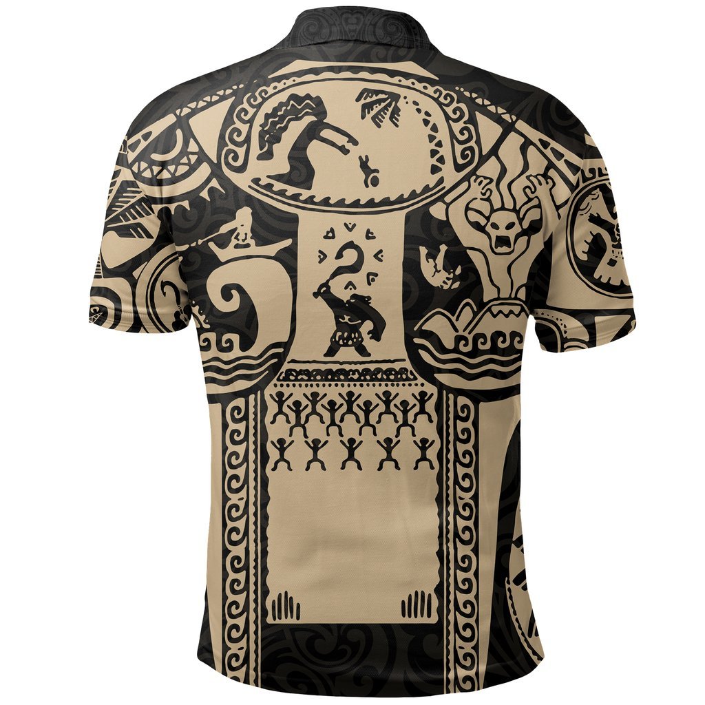 Maui polynesian tattoo all over print polo shirt - back