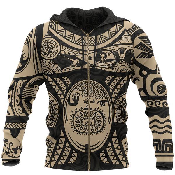Maui polynesian tattoo all over print zip hoodie