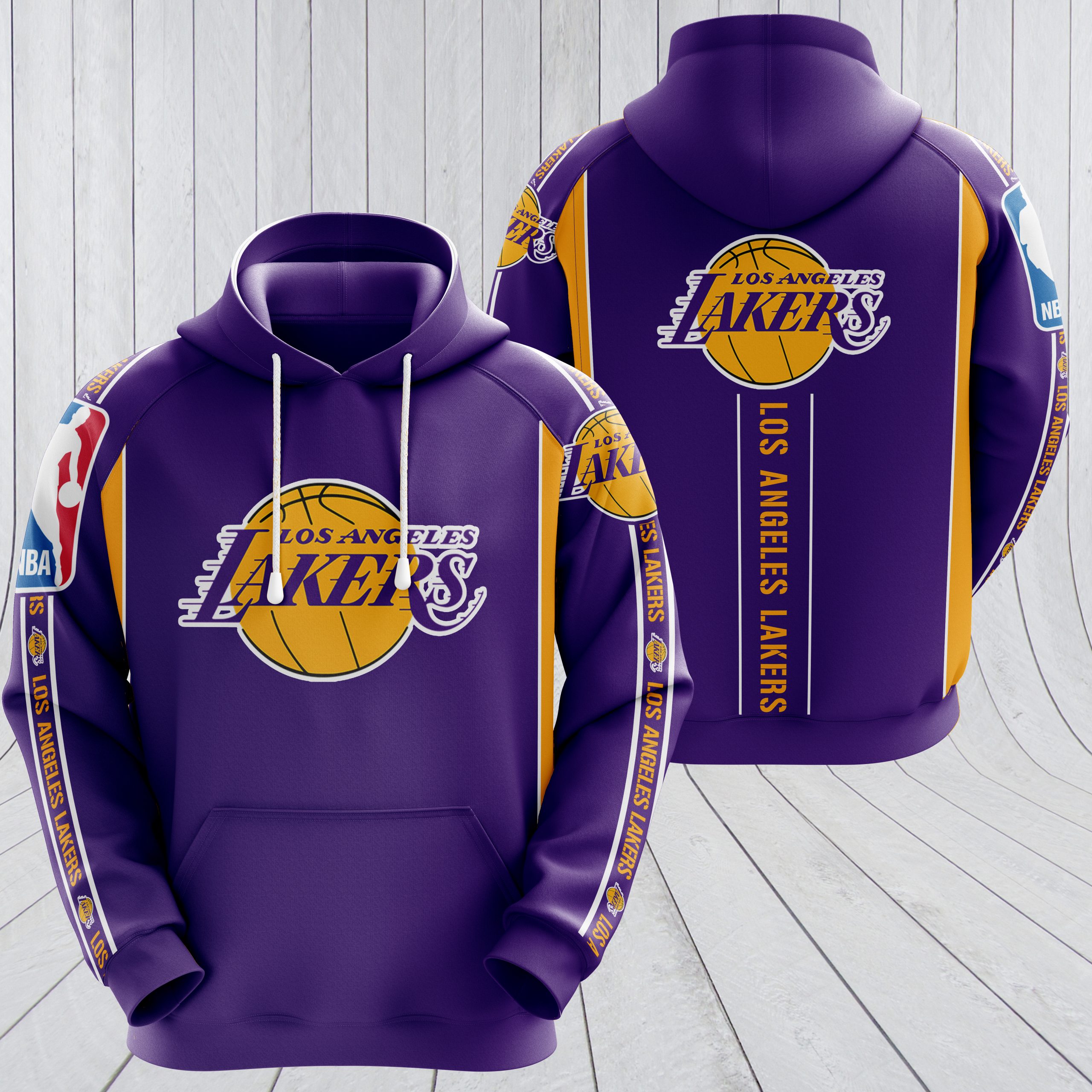 NBA los angeles lakers full printing hoodie - purple 1
