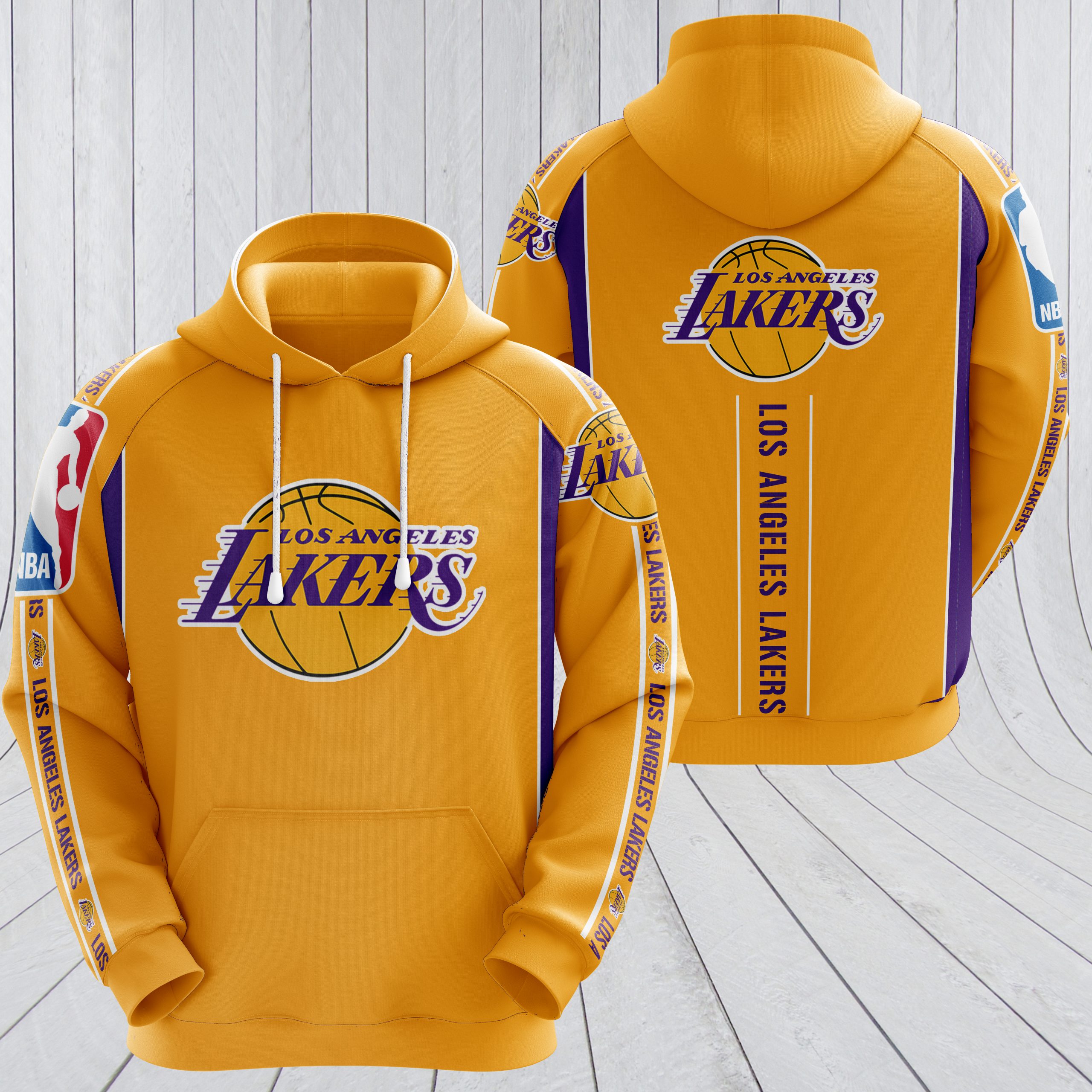 NBA los angeles lakers full printing hoodie - yellow 1
