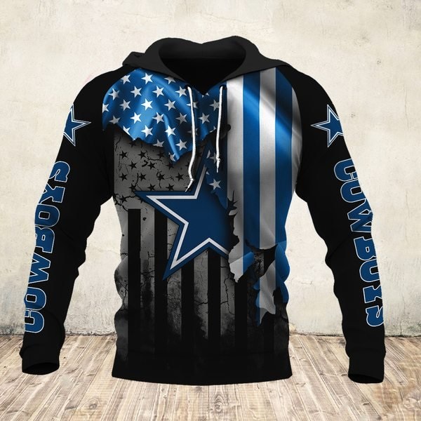 NFL dallas cowboys american flag all over print hoodie