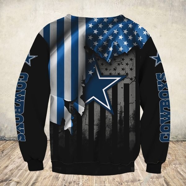 NFL dallas cowboys american flag all over print sweatshirt - back
