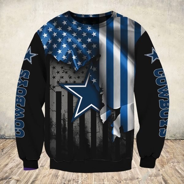 NFL dallas cowboys american flag all over print sweatshirt