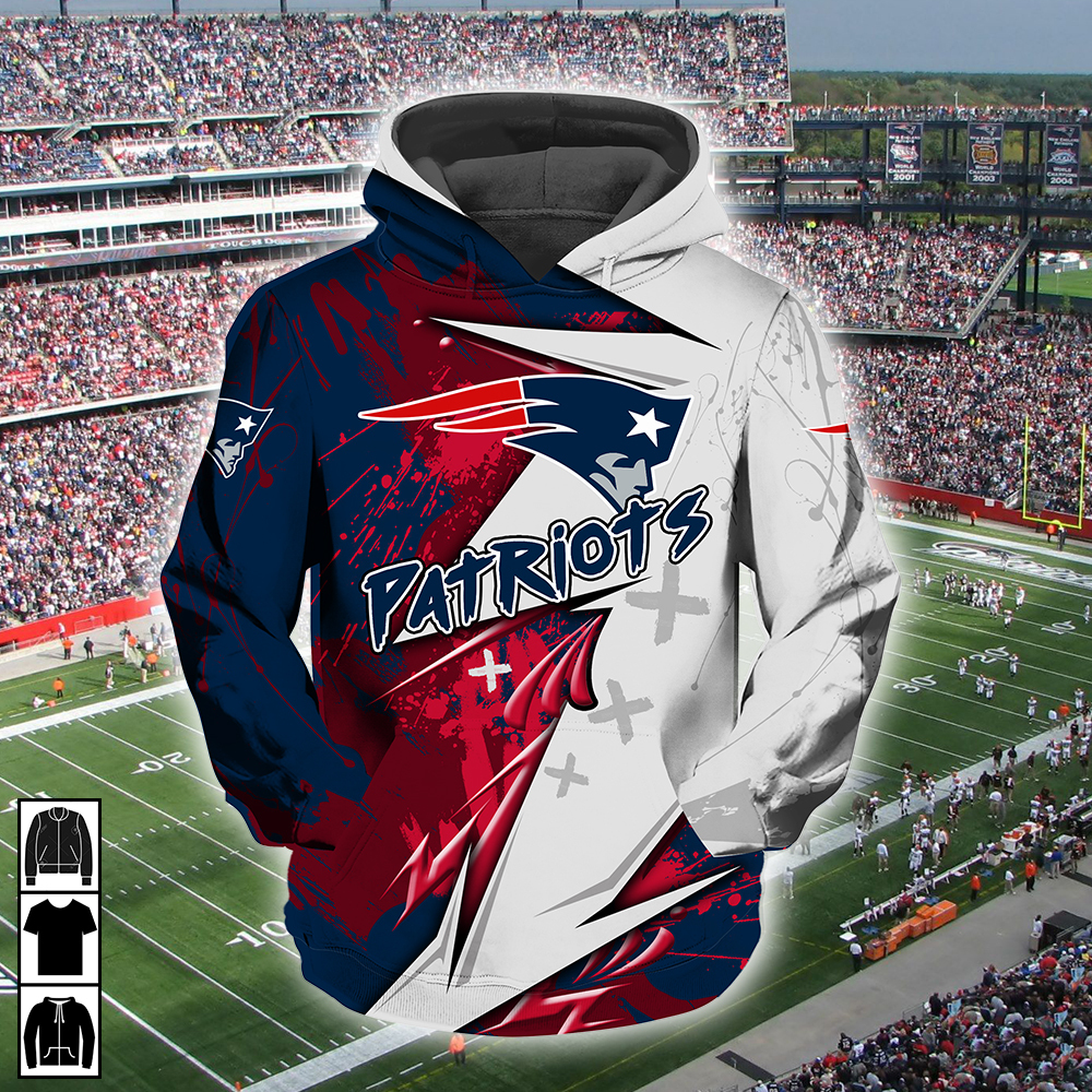 NFL new england patriots all over printed hoodie