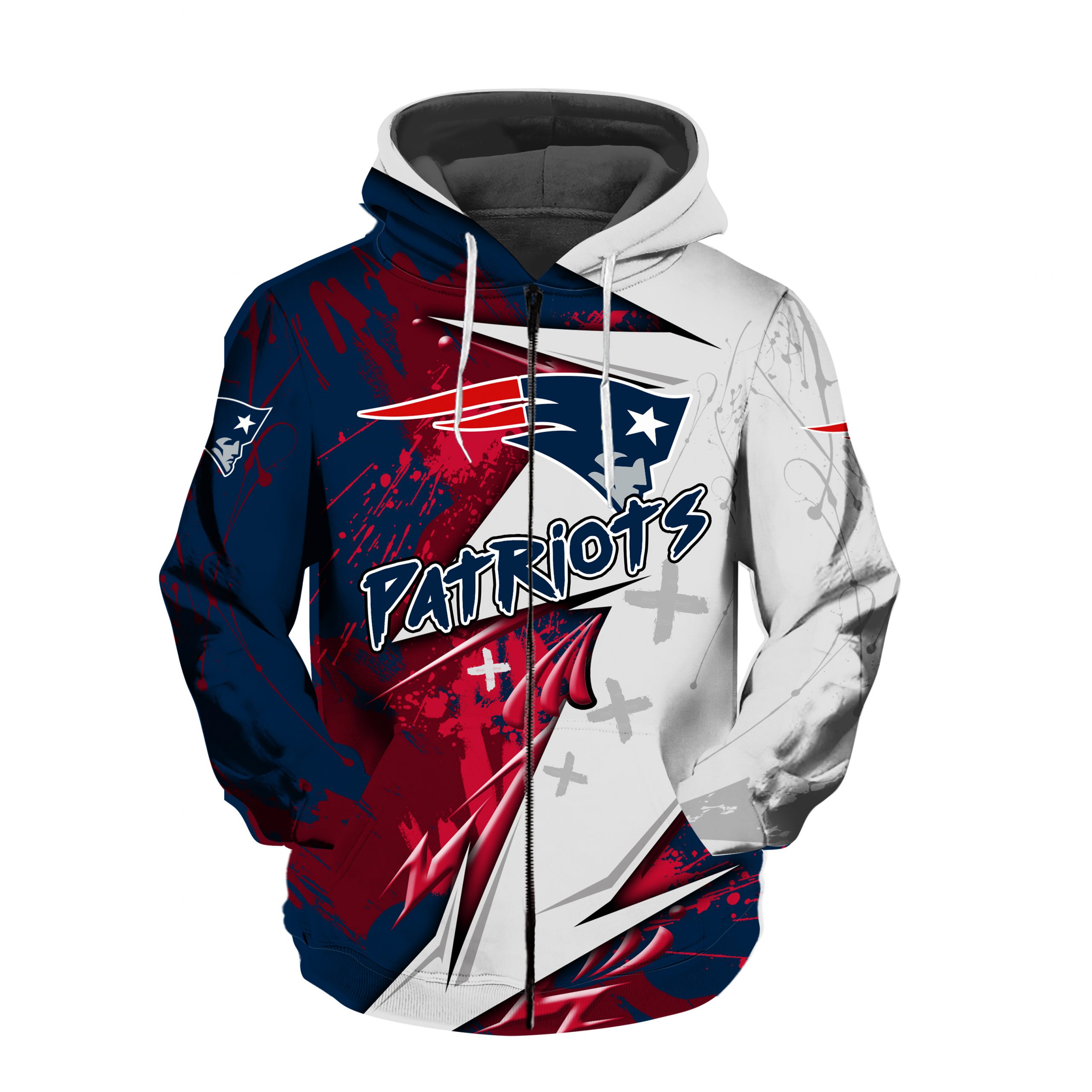 NFL new england patriots all over printed zip hoodie
