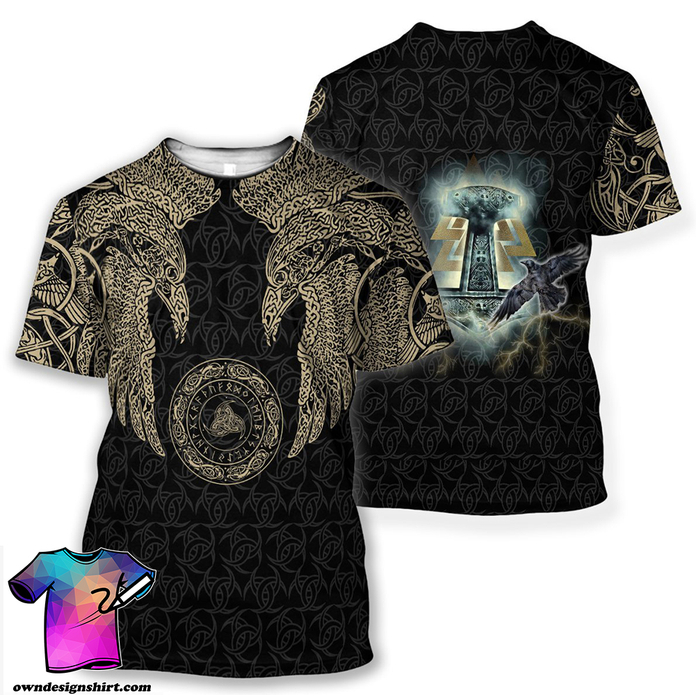 Odin's ravens viking all over printed shirt