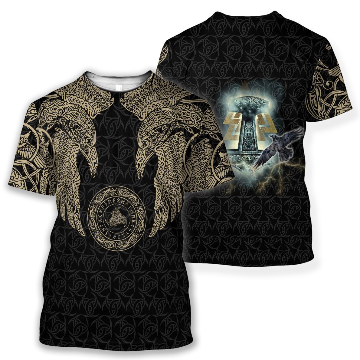 Odin's ravens viking all over printed tshirt