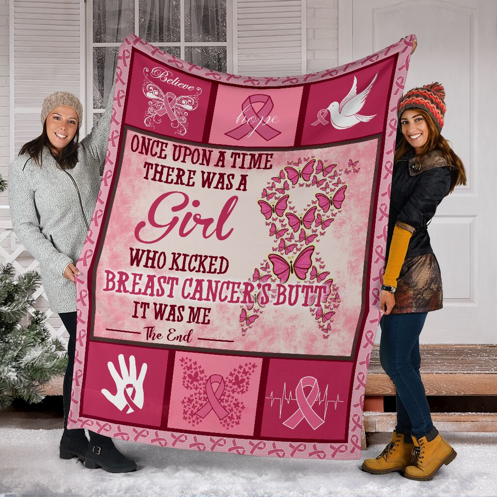 Once upon a time there was a girl who kicked breast cancer all over print blanket 2