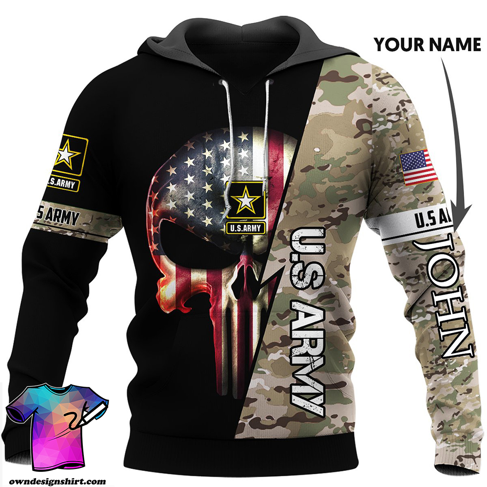 Personalized us army skull full printing shirt
