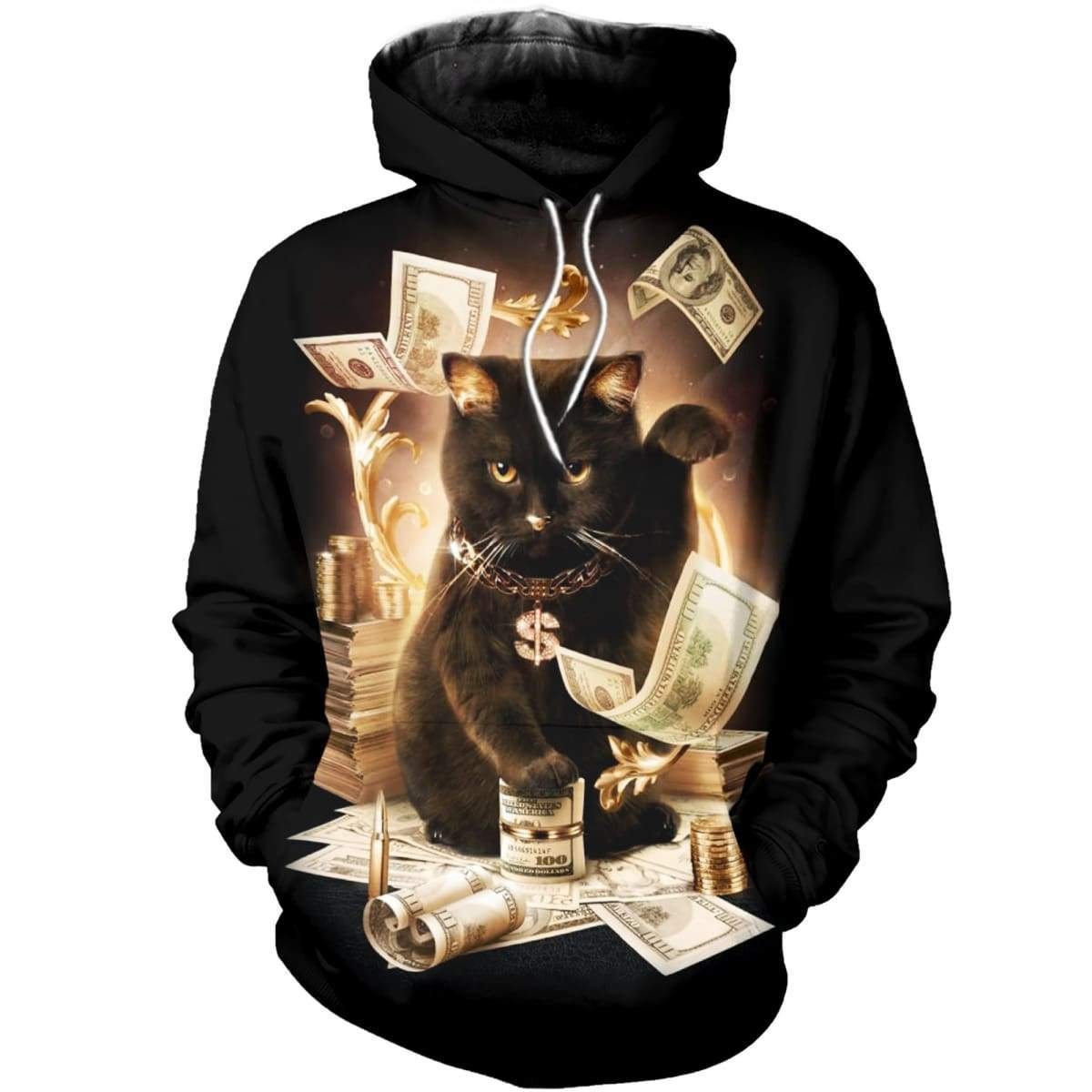 Rich cat all over print zip hoodie