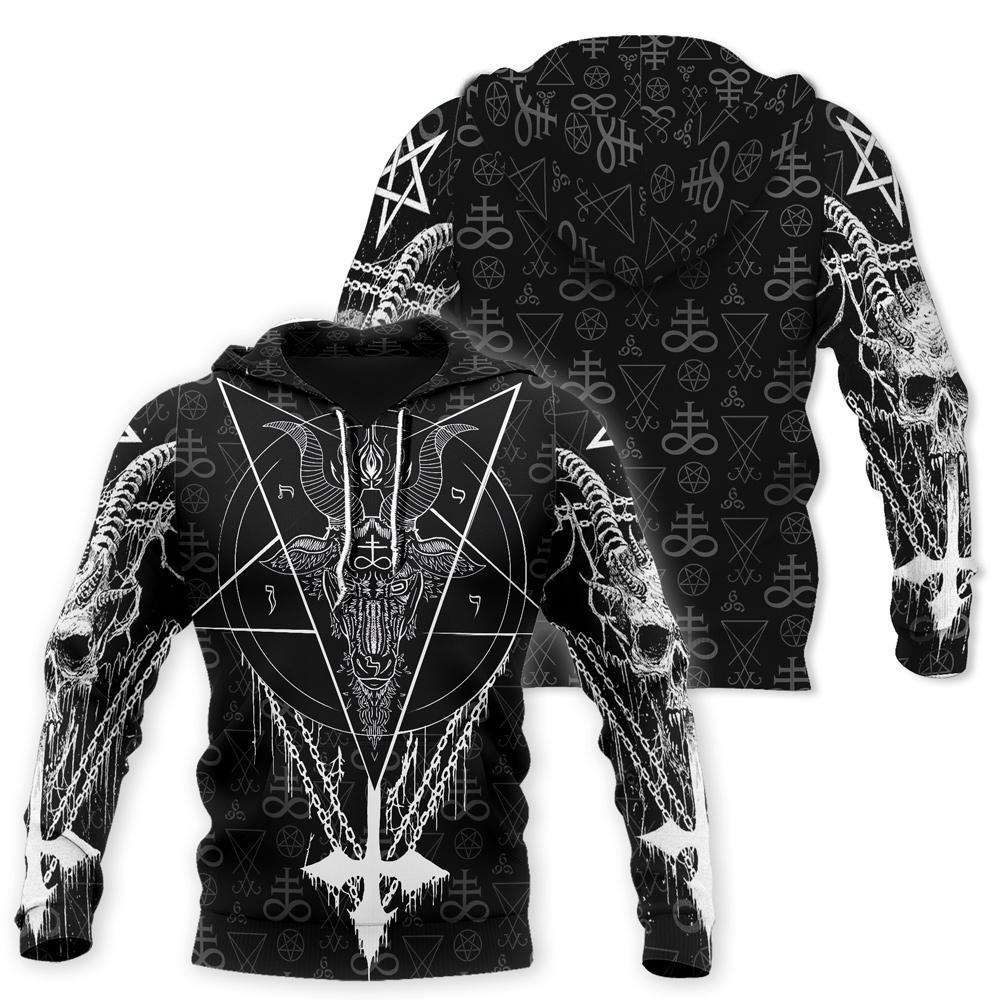 Satanic all over printed zip hoodie