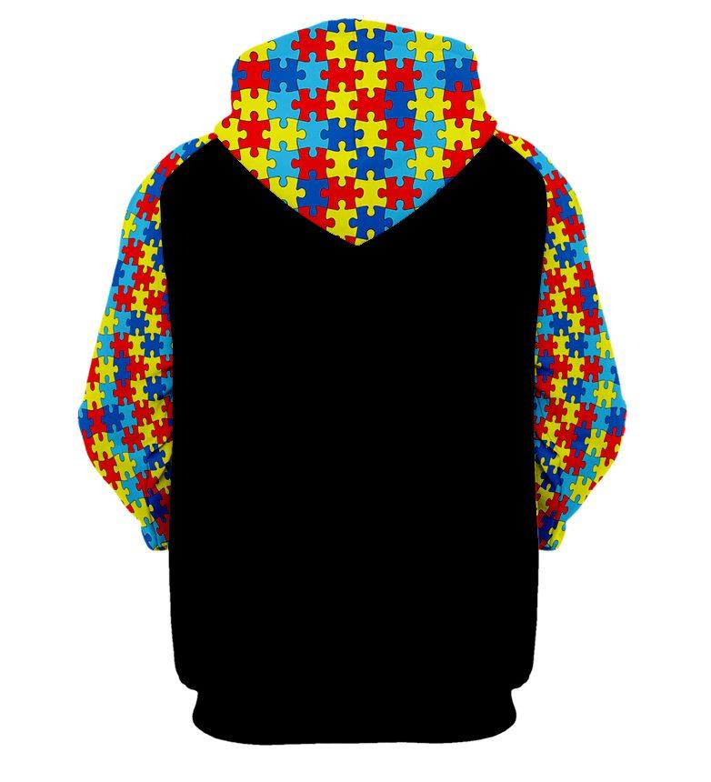Skull it's ok to be different autism awareness full printing hoodie - back 1