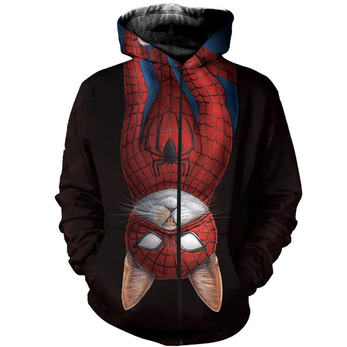 Spider-cat all over printed zip hoodie