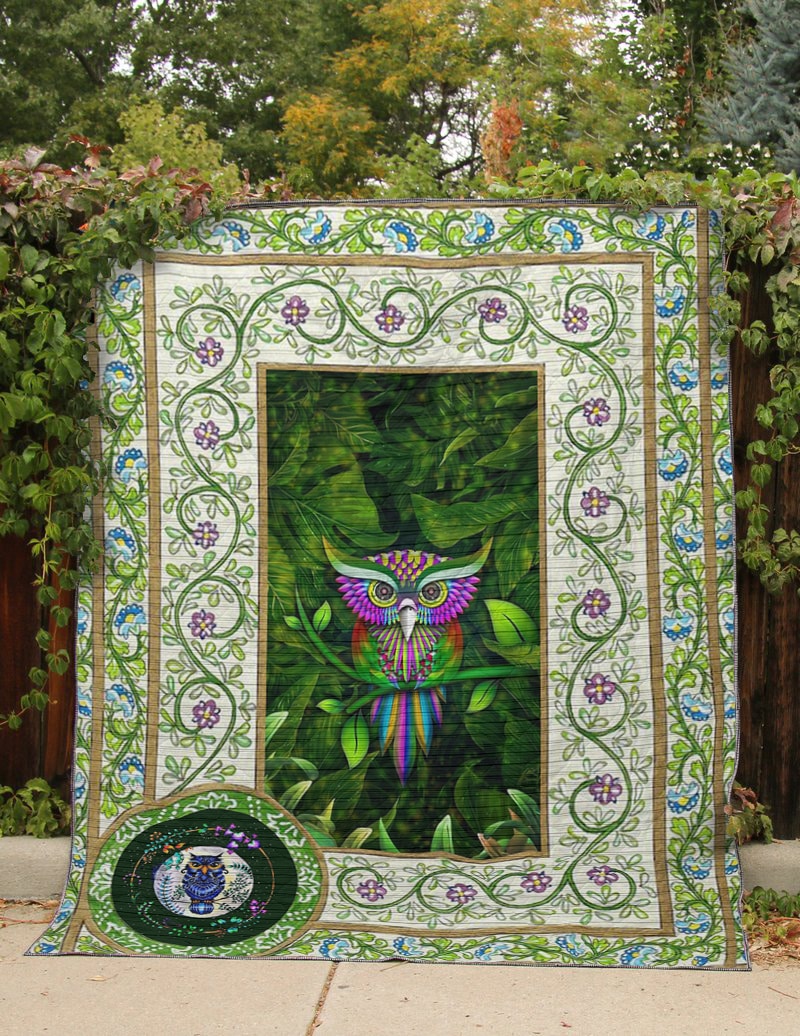 St patrick's day owl all over printed quilt 4