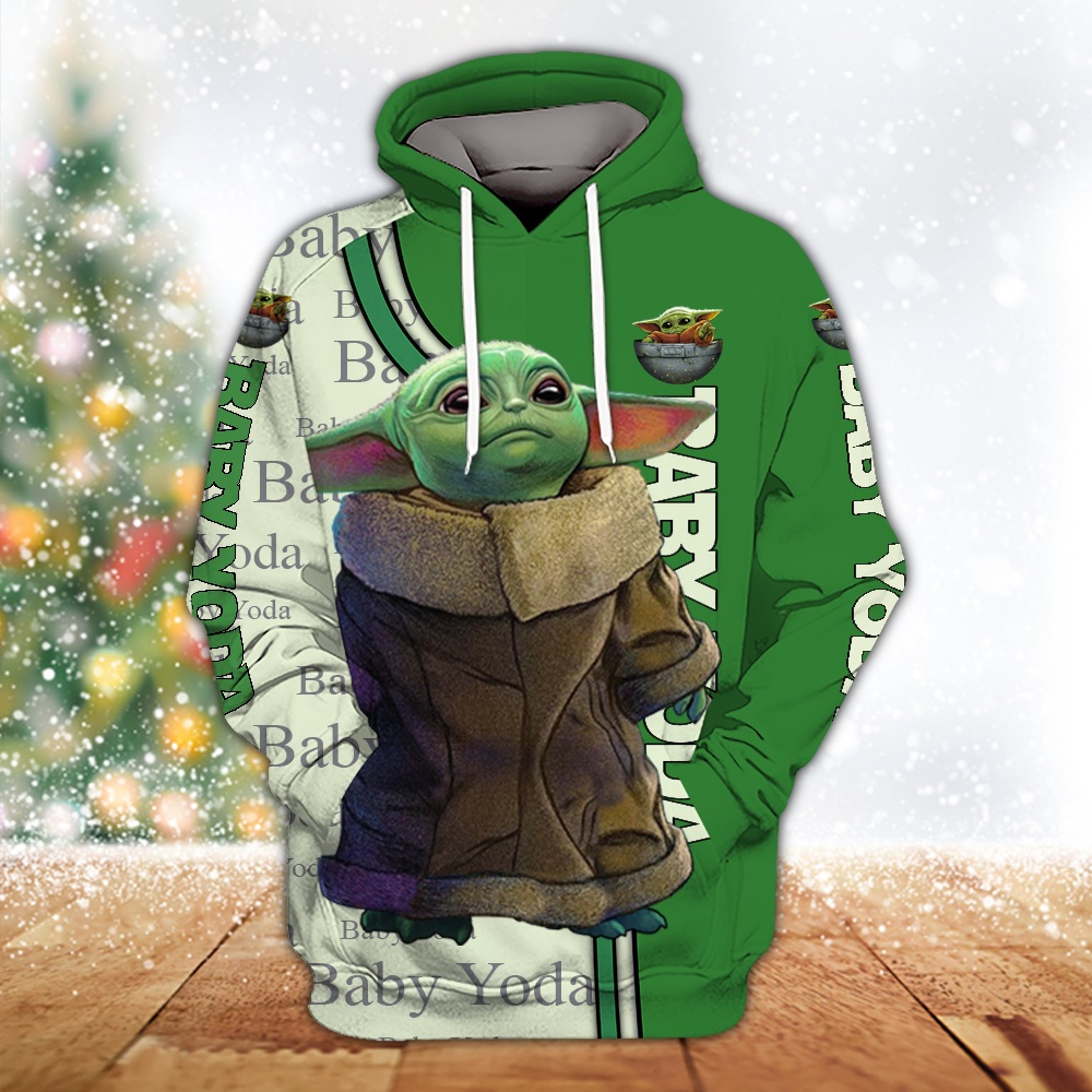 Star wars baby yoda all over printed hoodie
