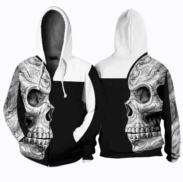 Sugar skull all over printed hoodie 1