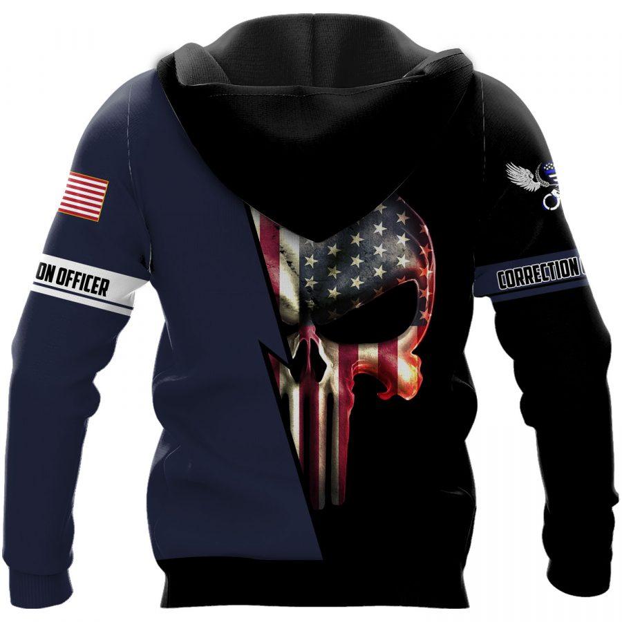 US correction officer skull full printing hoodie - back
