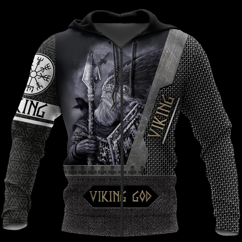 Viking God all over printed zip hoodie