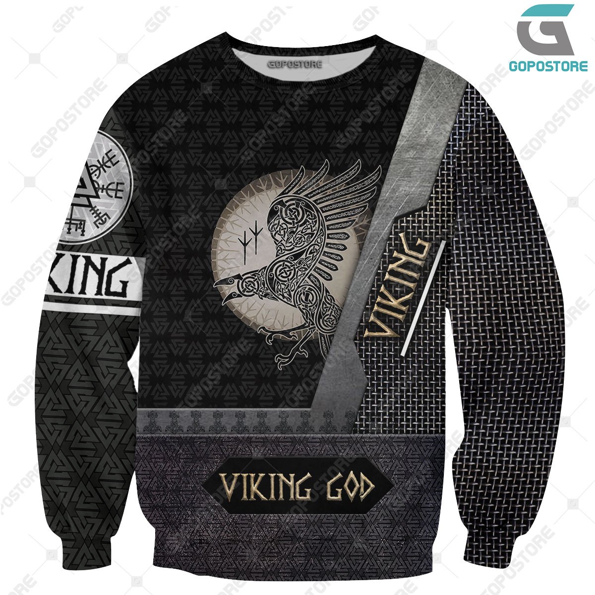 Viking god huginn and muninn full printing sweatshirt