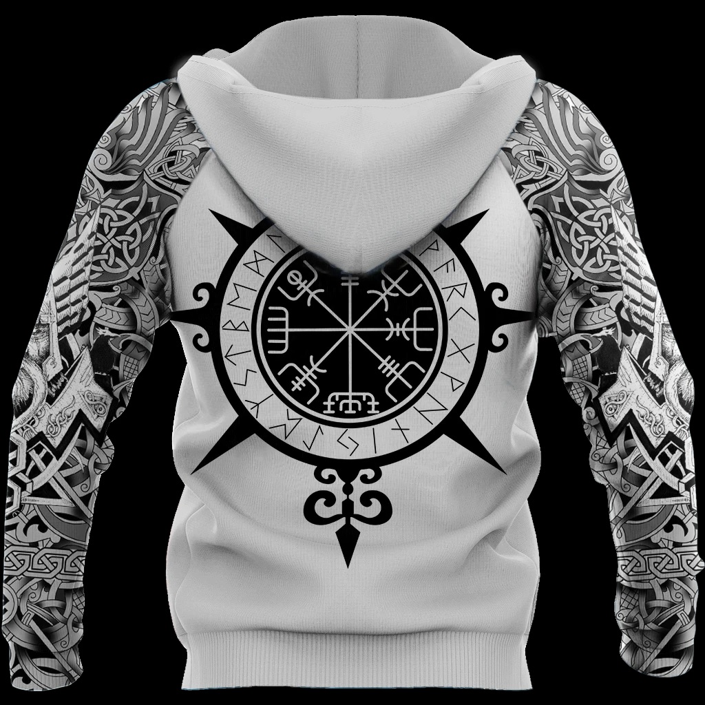 Viking warrior tattoo full printing hoodie - back
