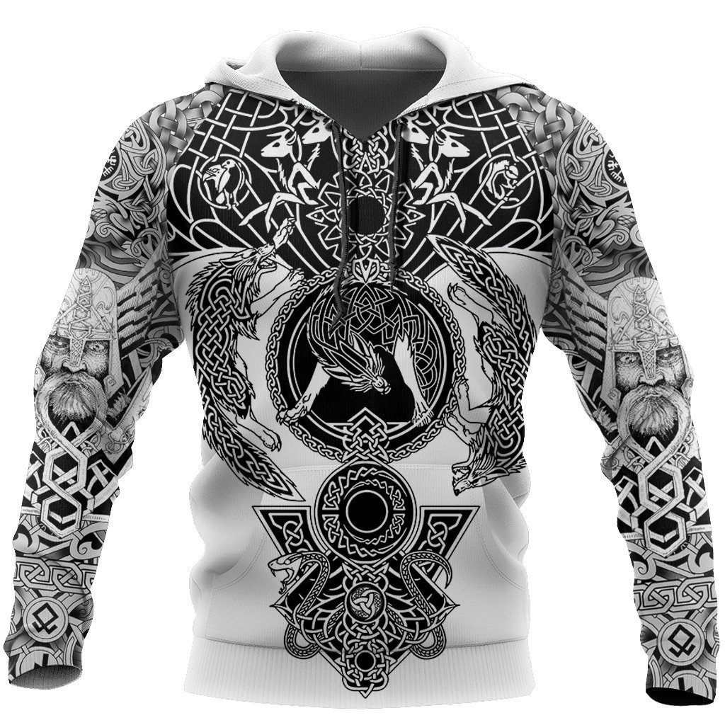 Viking warrior tattoo full printing hoodie