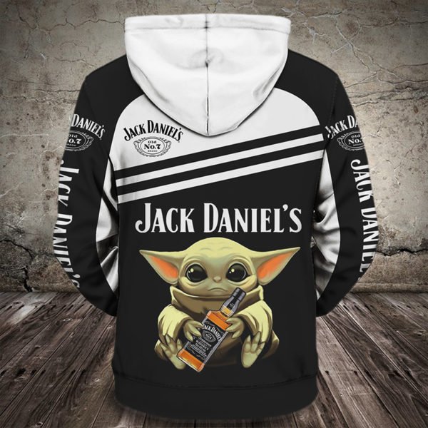 Baby yoda hug jack daniel's full printing hoodie 3