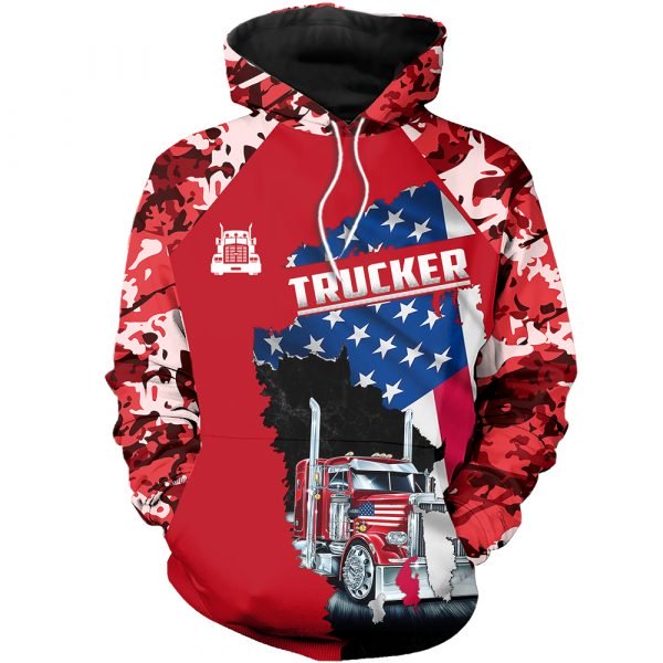 Camo trucker american flag full printing hoodie